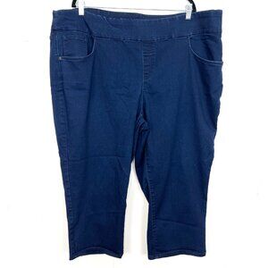 D&Co‎ Pull On Capri Jeans Plus Size 28W Stretch Dark Wash